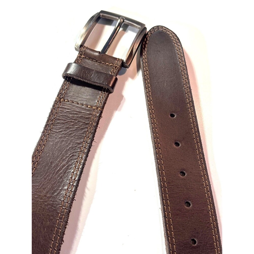 M&H Brown Distressed Leather Belt Hide & Drink Sz 48 Metal Buckle